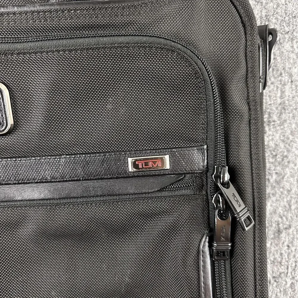 Tumi Black Alpha 3 Laptop Briefcase Bag Soft Case Men Nylon Travel Work Office